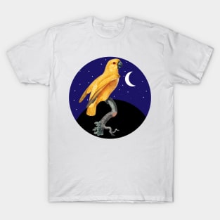 Cute Parrot Vintage Night Background T-Shirt